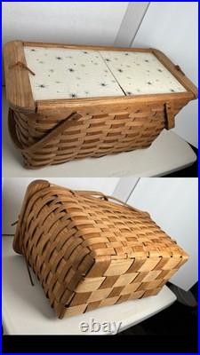 MCM Atomic Design Oak picnic basket Vintage Mid Century with slide-out doors 60s