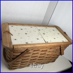MCM Atomic Design Oak picnic basket Vintage Mid Century with slide-out doors 60s