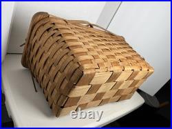 MCM Atomic Design Oak picnic basket Vintage Mid Century with slide-out doors 60s