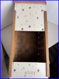 MCM Atomic Design Oak picnic basket Vintage Mid Century with slide-out doors 60s