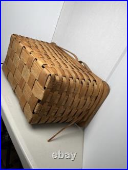 MCM Atomic Design Oak picnic basket Vintage Mid Century with slide-out doors 60s