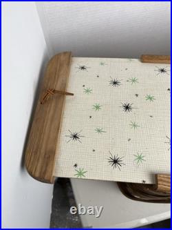 MCM Atomic Design Oak picnic basket Vintage Mid Century with slide-out doors 60s