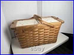 MCM Atomic Design Oak picnic basket Vintage Mid Century with slide-out doors 60s