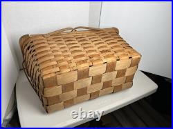 MCM Atomic Design Oak picnic basket Vintage Mid Century with slide-out doors 60s