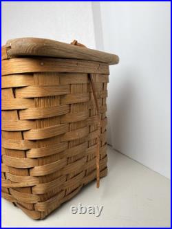 MCM Atomic Design Oak picnic basket Vintage Mid Century with slide-out doors 60s