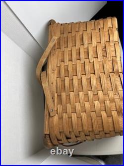 MCM Atomic Design Oak picnic basket Vintage Mid Century with slide-out doors 60s