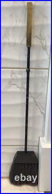 MCM Brass Iron Fireplace Tool Set Atomic Era Mid Century Modern Wall Mount 26