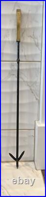 MCM Brass Iron Fireplace Tool Set Atomic Era Mid Century Modern Wall Mount 26