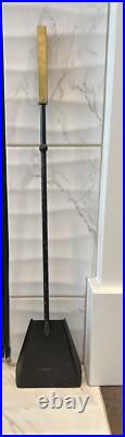 MCM Brass Iron Fireplace Tool Set Atomic Era Mid Century Modern Wall Mount 26