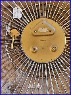MCM DIEHL Starburst Atomic Wire Brass 8-Day Windup Wall Clock with Key Germany