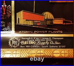 MCM HISTORY OF ELECTRICITY vtg gold glass atomic space age houze south dakota