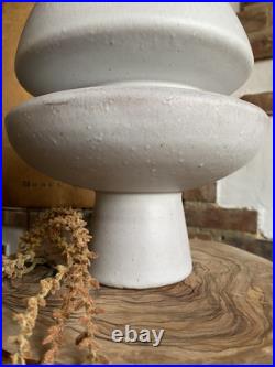 MCM Ikebana Pottery Vase Space Age Sputnik Atomic Handmade 24 cm Tall Ivory