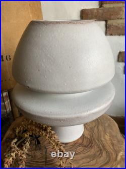 MCM Ikebana Pottery Vase Space Age Sputnik Atomic Handmade 24 cm Tall Ivory