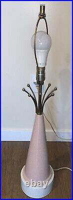 MCM MID CENTURY MODERN PINK CRACKLE ATOMIC LAMP STARBURST Vintage Accent Table