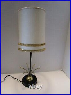 MCM Metal Wire TABLE LAMP Sputnik Atomic Gold tone & shade 20.50T 1960's retro