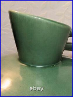 MCM Mid Century Atomic UFO Red Wing Asymmetrical Vase Green Geometric Pottery