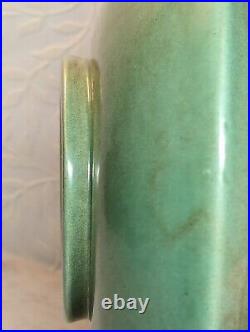 MCM Mid Century Atomic UFO Red Wing Asymmetrical Vase Green Geometric Pottery