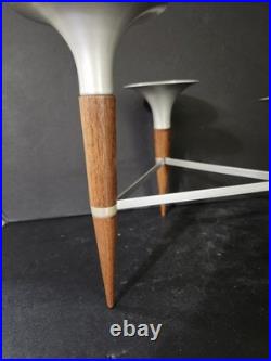 MCM Mirro Medallion Candelabra Atomic Age Wisconsin Wood Aluminum Candle Holder