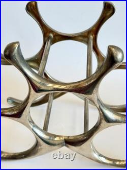 MICHAEL NOLL Style Cast Aluminum Wine Rack 6 Bottle Mid Century Modern Atomic