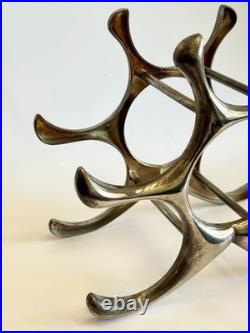 MICHAEL NOLL Style Cast Aluminum Wine Rack 6 Bottle Mid Century Modern Atomic