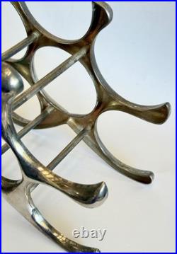 MICHAEL NOLL Style Cast Aluminum Wine Rack 6 Bottle Mid Century Modern Atomic
