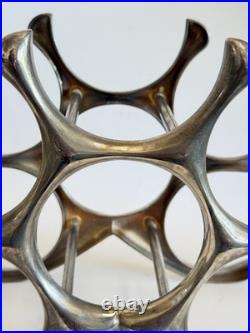 MICHAEL NOLL Style Cast Aluminum Wine Rack 6 Bottle Mid Century Modern Atomic