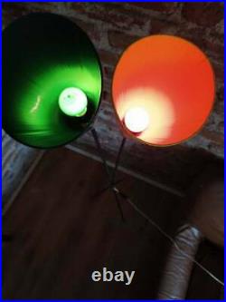 MID CENTURY 1950s Floor Lamp Atomic Space Lamp Tripod Floor Lamp 2 shades