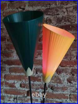 MID CENTURY 1950s Floor Lamp Atomic Space Lamp Tripod Floor Lamp 2 shades