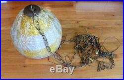 MID-CENTURY ATOMIC BEEHIVE Spaghetti Fiberglass Shade Hanging Swag Lamp Light
