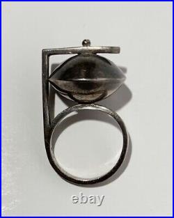 MID CENTURY MODERN ART DECO STERLING SILVER RING HALLMARKS Space Age Atomic