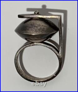 MID CENTURY MODERN ART DECO STERLING SILVER RING HALLMARKS Space Age Atomic MID CENTURY MODERN ART DECO STERLING SILVER RING HALLMARKS Space Age Atomic