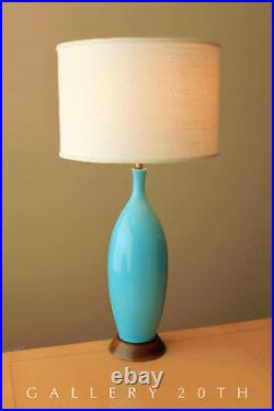MID Century Danish Modern Blue Porcelain Lamp! 50's Vtg Atomic Wegner Rosewood