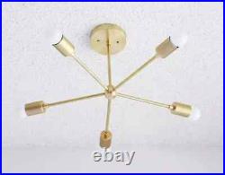 MID Century Modern Atomic Sputnik Brass Chandelier Light Fixture