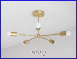 MID Century Modern Atomic Sputnik Brass Chandelier Light Fixture