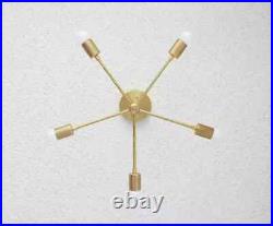 MID Century Modern Atomic Sputnik Brass Chandelier Light Fixture