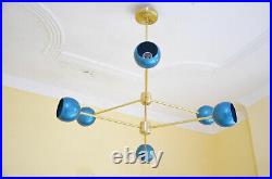 MID Century Rustic Atomic Brass Chandelier Sputnik Lamp Decor Light Fixture