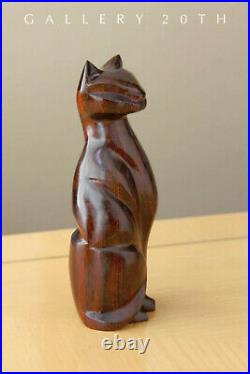 Meow! MID Century Modern Atomic Age Rosewood Cat Sculpture! Vtg 50's 60's Decor