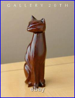 Meow! MID Century Modern Atomic Age Rosewood Cat Sculpture! Vtg 50's 60's Decor