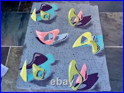 Miami Atomic Boomerang Surrealist GALAXIES Mid Century Barkcloth Vintage Fabric
