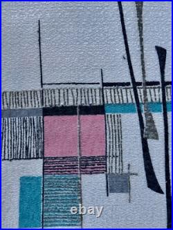 Miami Beach Mid Century ATOMIC Turquoise & Pink Rayon Barkcloth Vintage Fabric