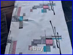 Miami Beach Mid Century ATOMIC Turquoise & Pink Rayon Barkcloth Vintage Fabric