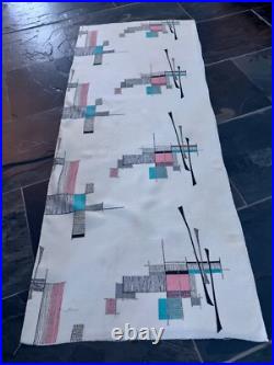 Miami Beach Mid Century ATOMIC Turquoise & Pink Rayon Barkcloth Vintage Fabric