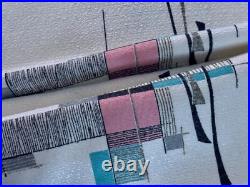 Miami Beach Mid Century ATOMIC Turquoise & Pink Rayon Barkcloth Vintage Fabric