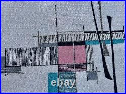 Miami Beach Mid Century ATOMIC Turquoise & Pink Rayon Barkcloth Vintage Fabric