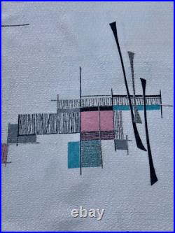 Miami Beach Mid Century ATOMIC Turquoise & Pink Rayon Barkcloth Vintage Fabric