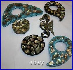 MidCentury Modern Atomic Abalone Lucite Collection of Trivets Objects Starfish