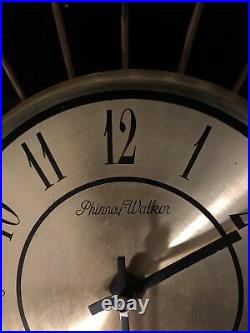 MidCentury Modern Atomic Starburst Wall Clock Phinney-Walker French Movement 15