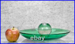 Mid-Century Atomic Bullicante Green Art Glass Chip Serving Plate Mid-Century Atomic Bullicante Green Art Glass Chip Serving Plate