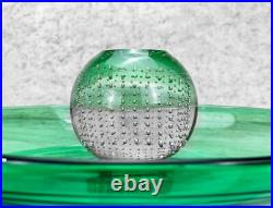 Mid-Century Atomic Bullicante Green Art Glass Chip Serving Plate Mid-Century Atomic Bullicante Green Art Glass Chip Serving Plate