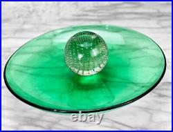 Mid-Century Atomic Bullicante Green Art Glass Chip Serving Plate Mid-Century Atomic Bullicante Green Art Glass Chip Serving Plate
